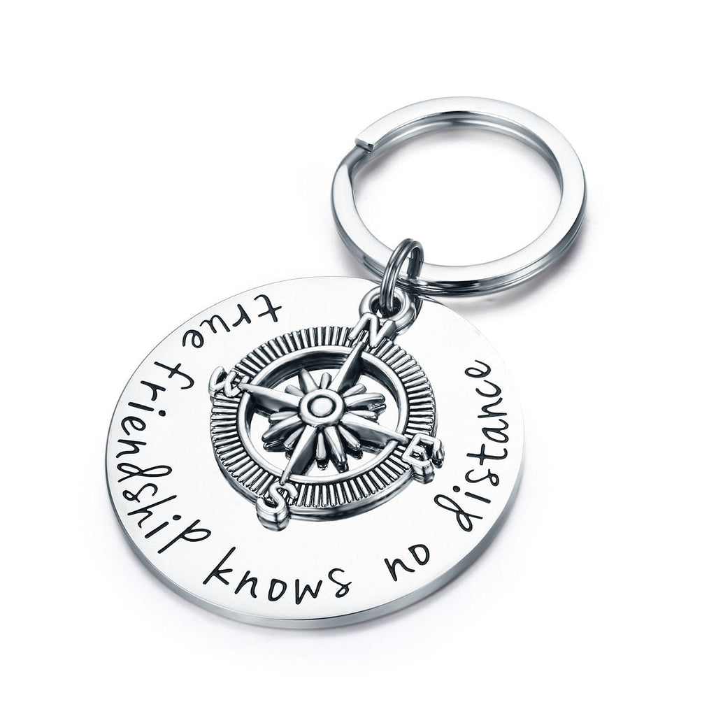 [Australia] - Udobuy Best Friend Keychain - True Friendship Knows No Distance Compass Keychain Long Distance Relationship Gifts 