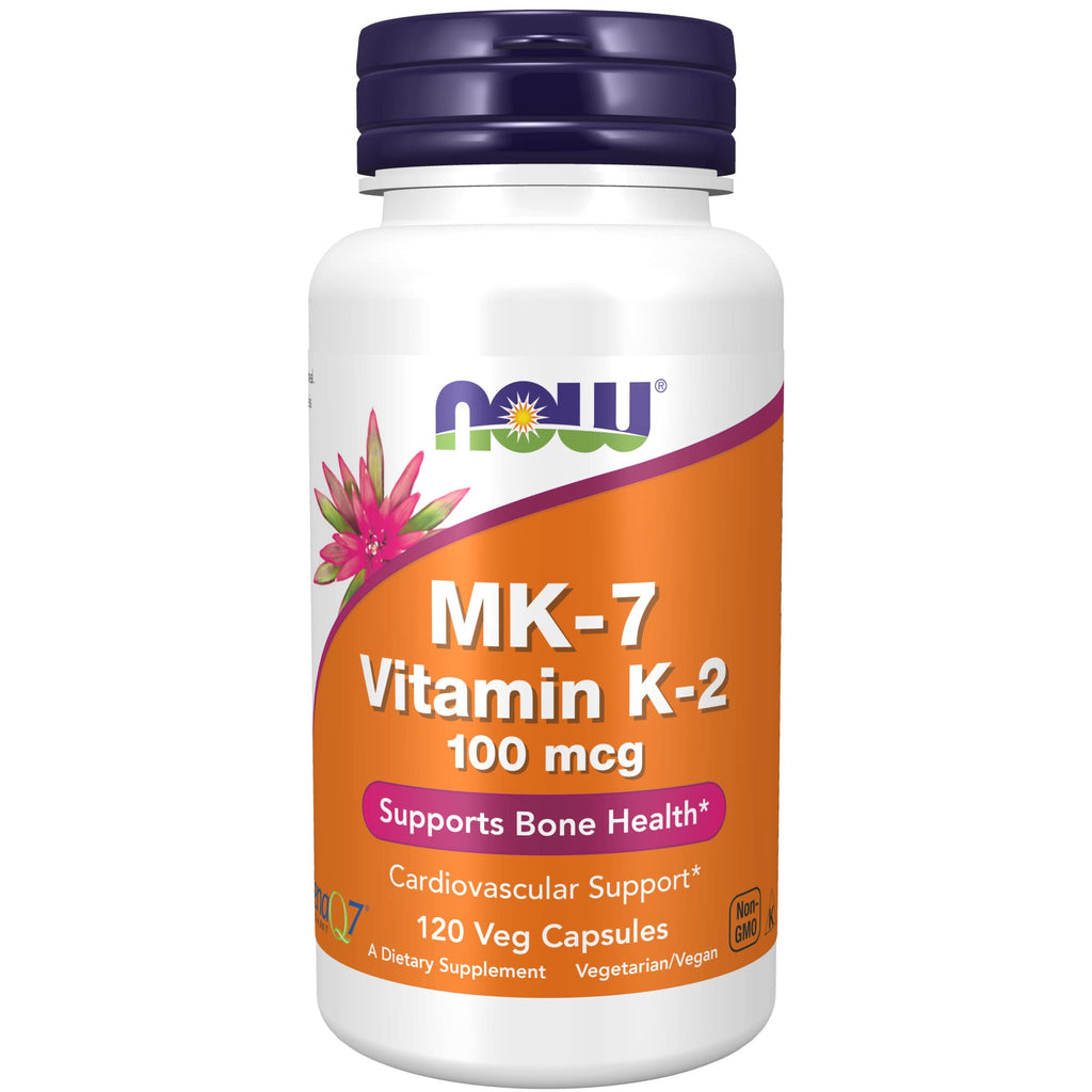 [Australia] - NOW Supplements, MK-7 Vitamin K-2 100 mcg, Cardiovascular Support*, Supports Bone Health*, 120 Veg Capsules 