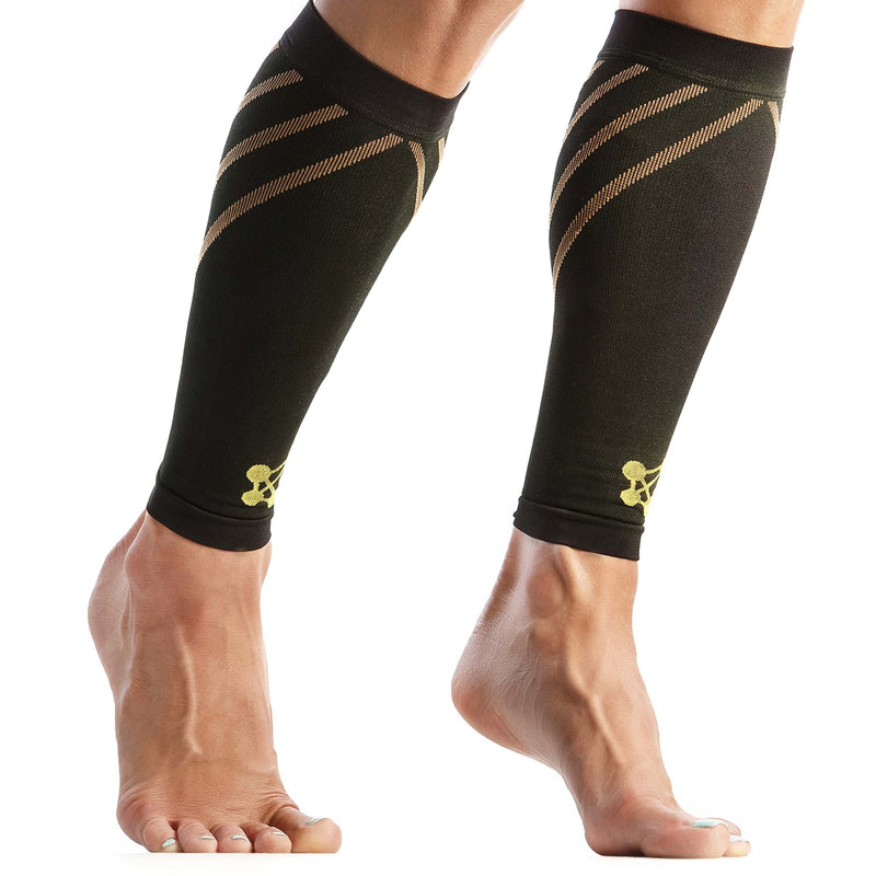 [Australia] - Calf Compression Sleeves for Men & Women - Leg Sleeve and Shin Splints Support - Ideal for Leg Cramp Relief, Varicose Veins, Running - 20-30mmHg Copper-Infused Nylon by CopperJoint - Large 