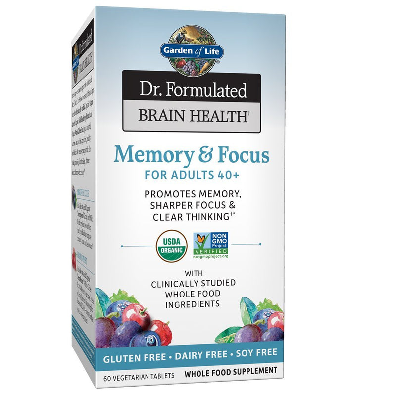 [Australia] - Garden of Life Dr. Formulated Brain Health Memory & Focus for Adults 40+, 60 Count 