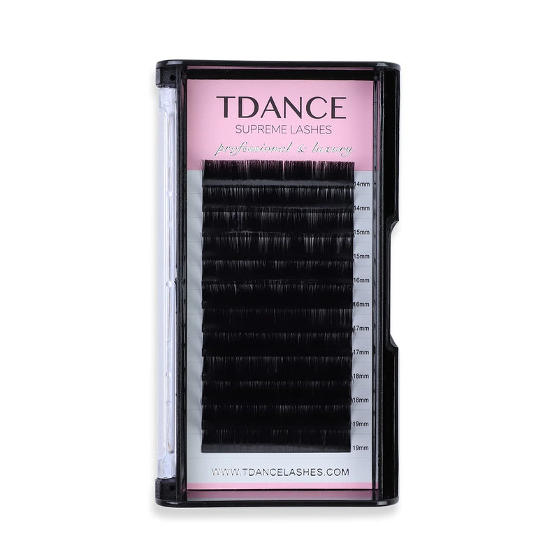 [Australia] - TDANCE Premium D Curl 0.18mm Thickness Semi Permanent Individual Eyelash Extensions Silk Classic Lashes Professional Salon Use Mixed 14-19mm Length In One Tray (D-0.18,14-19mm) 14-19 mm D-0.18 