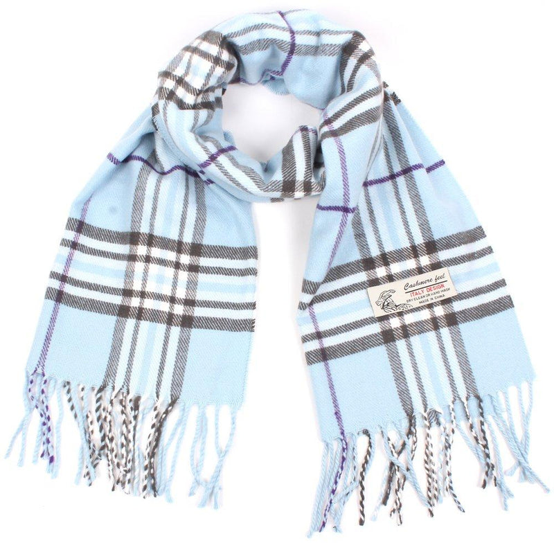 [Australia] - Plaid Cashmere Feel Classic Soft Luxurious Winter Scarf For Men Women Baby Blue 