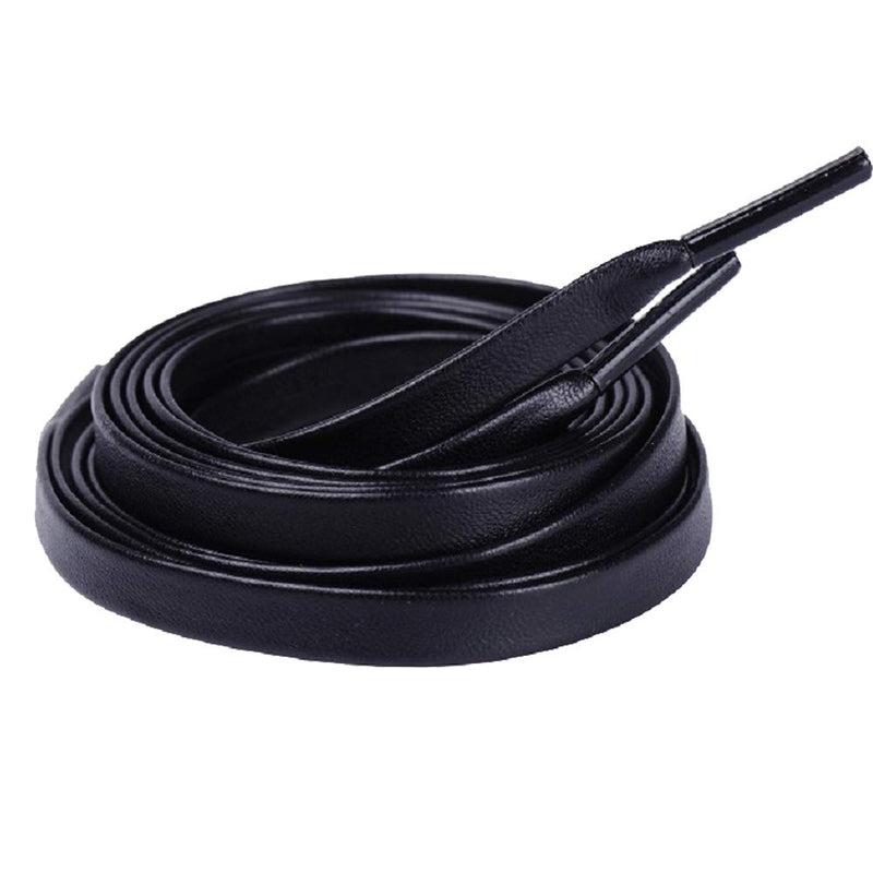 [Australia] - One Pair Flat PU Leather Laces Shoelaces for Shoes Sneaker Boot Black 51'' 