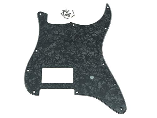 [Australia] - KAISH 11 Hole ST/Strat Style One Humbucker Guitar Pickguard Scratch Plate for Delonge Stratocaster/Strat Black Pearl 