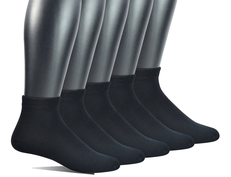 [Australia] - Yomandamor Men's 5 Pairs Bamboo Non-binding Flat-Knit Ankle Diabetic/Dress Socks with Seamless Toe(Big and tall available) 12-16 5 Pairs Black 