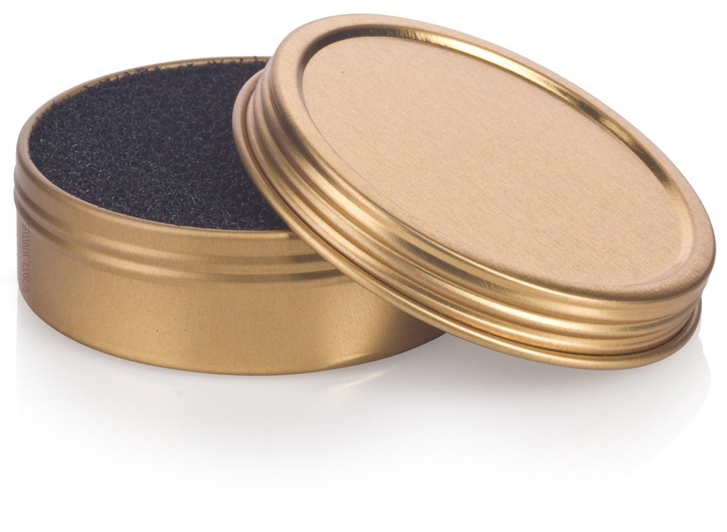 [Australia] - Makeup Cosmetic Brush Cleaner Sponge for Eyeshadow, Blush, Foundation Powder Color Removal Quick Switch - 2 oz Gold Screwtop Tin, Perfect for Travel, Makeup Bag, Gym 