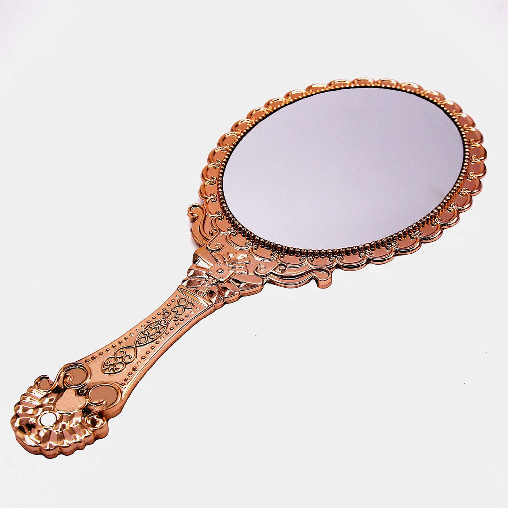 [Australia] - XPXKJ Hand Mirror Vintage Handheld Mirror with Handle Vanity Makeup Mirror Travel Mirrors (Oval, Rose Gold) oval 