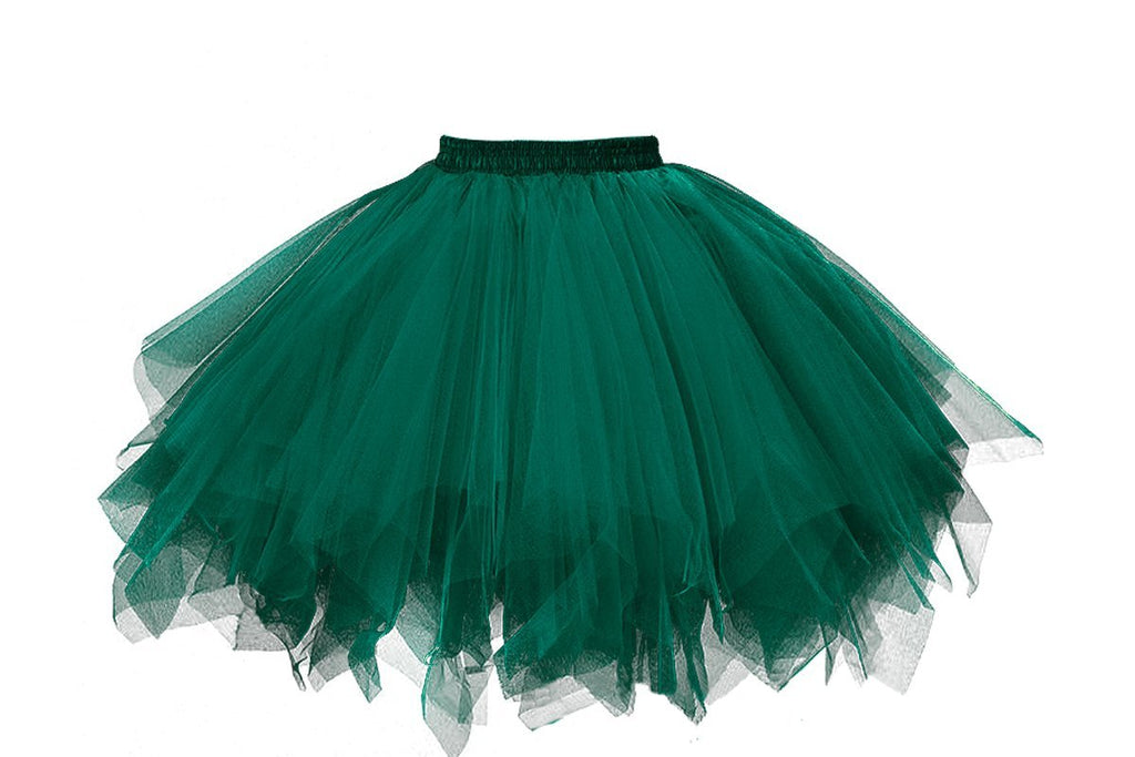 [Australia] - GOOBGS Musever 1950s Vintage Ballet Bubble Skirt Tulle Petticoat Puffy Tutu Small-Medium Army Green 