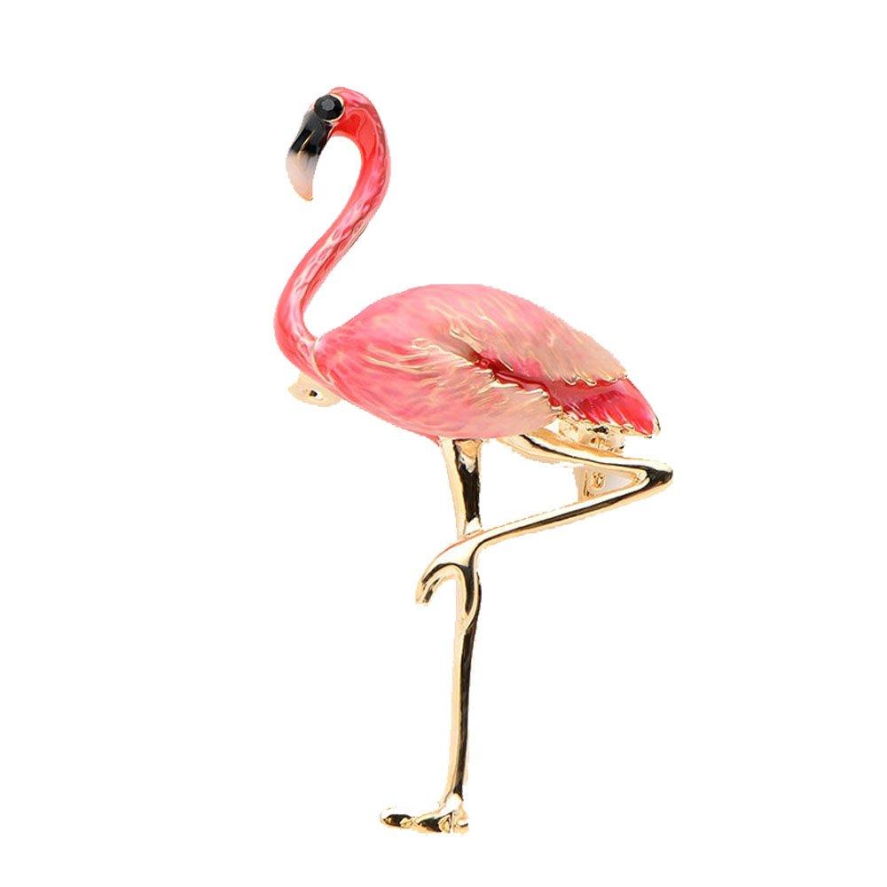 [Australia] - MANZHEN Red Blue Enamel Flamingo Bird Brooches Women Men's Corsage Brooch 