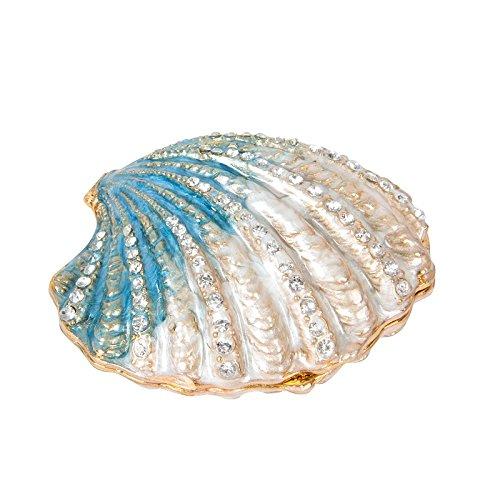 [Australia] - QIFU-Hand Painted Enameled Shell Style Decorative Hinged Jewelry Trinket Box Unique Gift For Home Decor White 