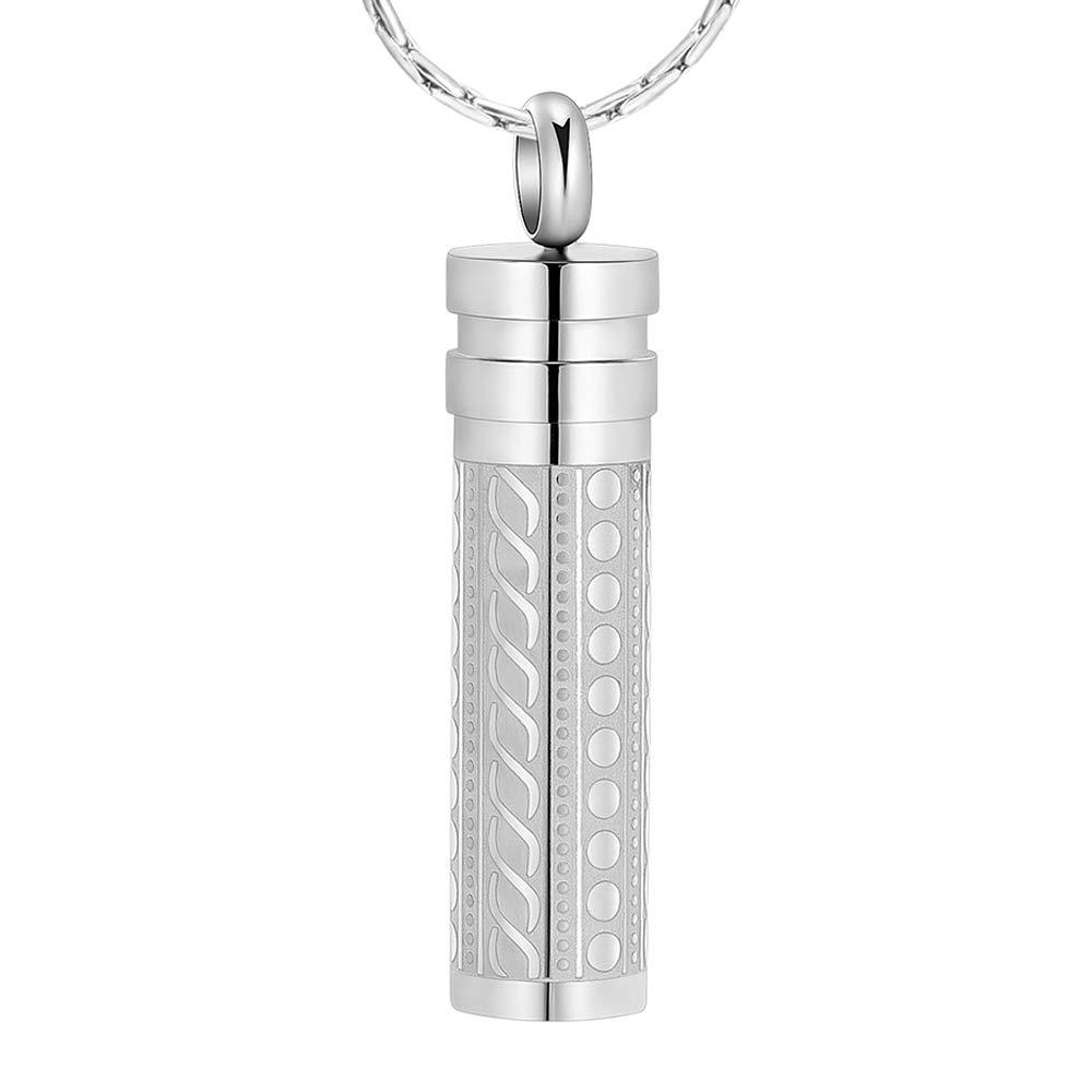 [Australia] - constantlife Cremation Jewelry for Ashes Openable Pill Case Urn Necklace Keepsake Perfume Memorial Pendant Locket Charm Accessories Silver 