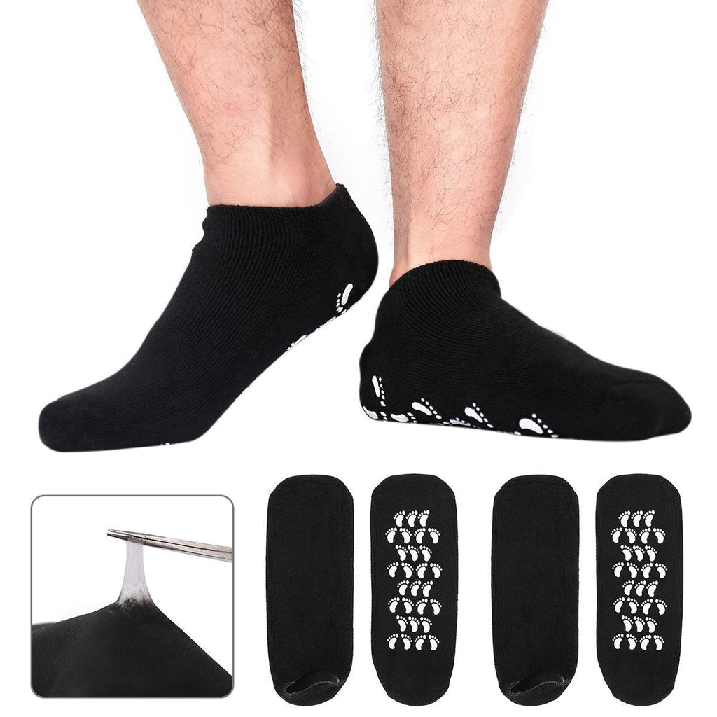 [Australia] - Moisturizing Socks Gel Spa Sock - 2 Pairs Heal Pain Dry Cracked Heel Dead Skin Softener Pedicure Sock US Men 10-15 | Soft Silicone Gel Lotion Sleeve Repair Eczema Callus Rough Foot Care Treatment Set 