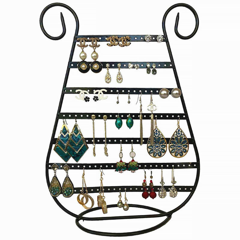 [Australia] - Tytroy Black Metal Harp Shaped Earring Organizer Holder (Up to 78 Pairs) Jewelry Display Stand (1 pc) Black Earring Organizer 