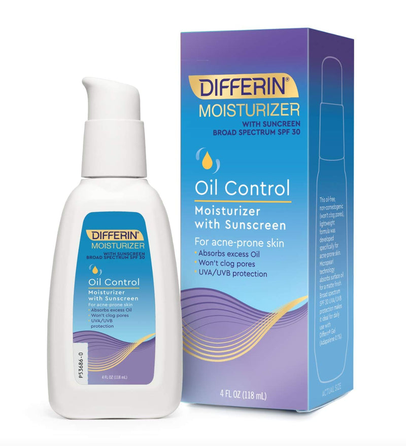 [Australia] - Sunscreen for Face by the makers of Differin Gel, Oil Absorbing Moisturizer with SPF 30, Gentle Skin Care for Acne Prone Sensitive Skin, 4 oz 