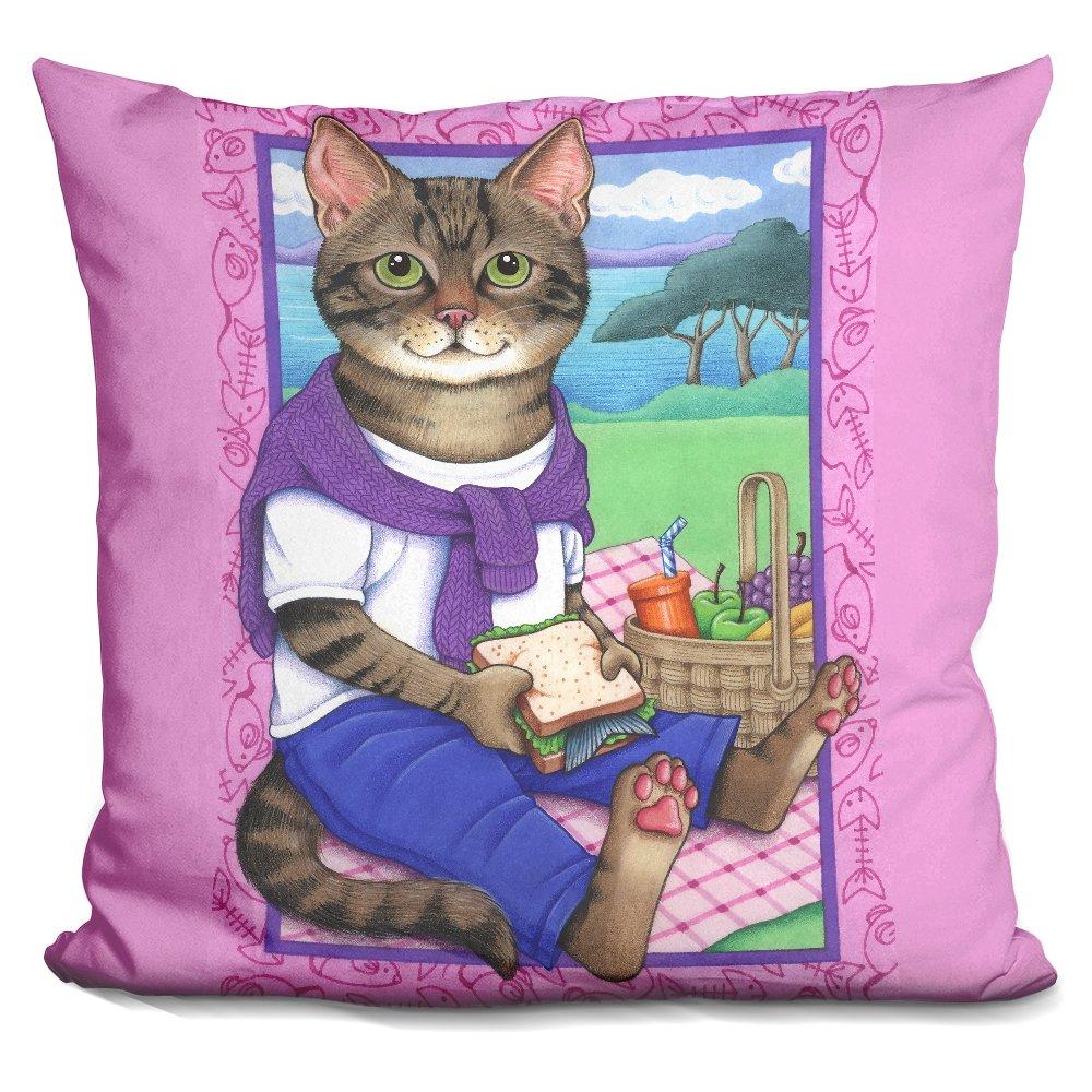 [Australia] - LiLiPi Picnic Cat Decorative Accent Throw Pillow 