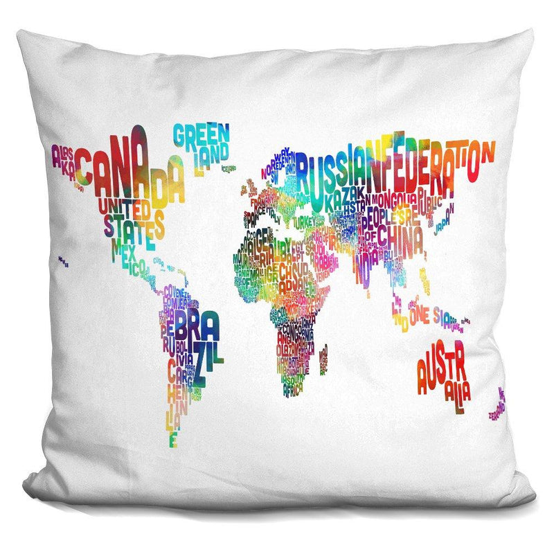 [Australia] - LiLiPi World Text Map Sponge Paint Decorative Accent Throw Pillow 