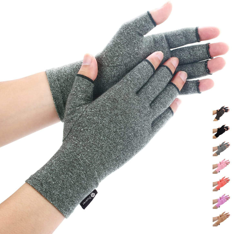 [Australia] - Duerer Arthritis Compression Gloves Women Men for RSI, Carpal Tunnel, Rheumatiod, Tendonitis, Fingerless Gloves for Computer Typing and Dailywork (Gray, S) Small (1 Pair) Gray 