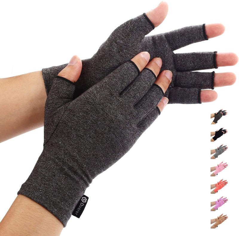 [Australia] - Duerer Arthritis Compression Gloves Women Men for RSI, Carpal Tunnel, Rheumatiod, Tendonitis, Fingerless Gloves for Computer Typing and Dailywork (Black, S) Small (1 Pair) Black 