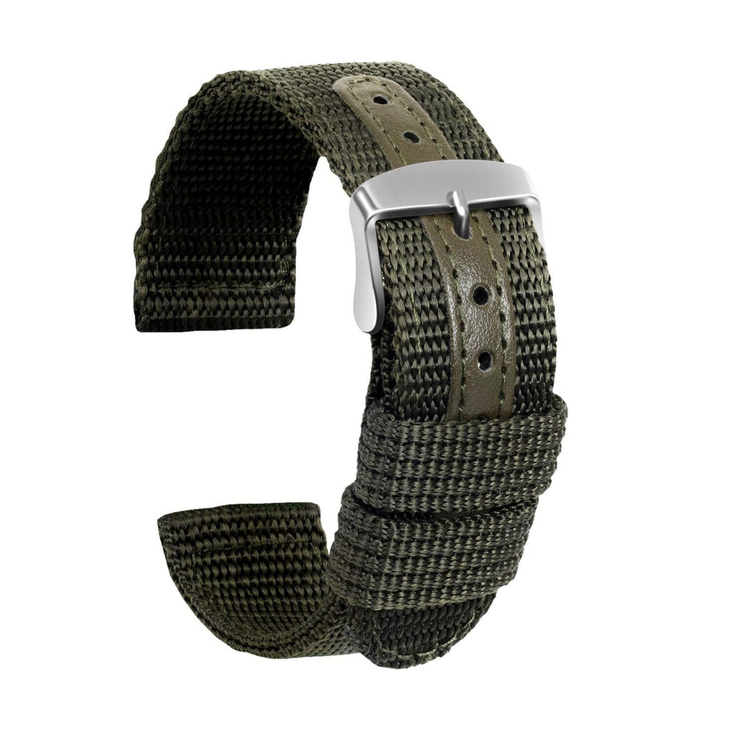 [Australia] - Ullchro Nylon Watch Strap Replacement Canvas Military Army Men Women - 18, 20, 22, 24mm 18mm Army green 