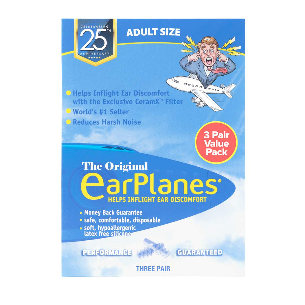[Australia] - New Super Soft Adult EarPlanes® Ear Plugs Airplane Travel Ear Protection 3 Pair 