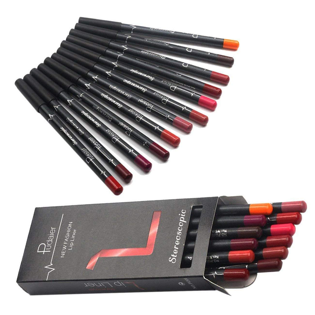 [Australia] - DC-BEAUTIFUL 12Pcs Lot Set 12 Colors Lip Liner Pencil Waterproof Non-marking Matt Velvet Lipstick Pen 