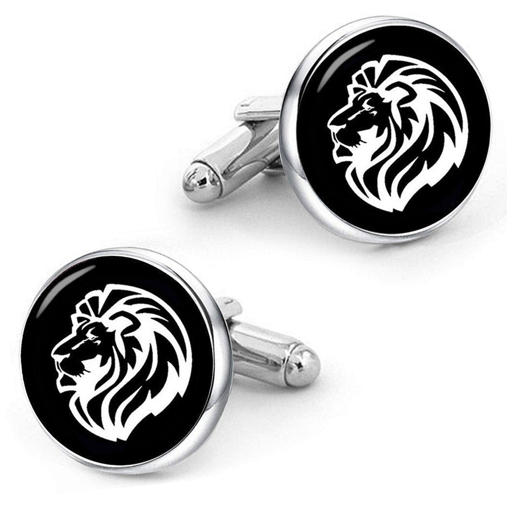 [Australia] - Kooer Gold Male Lion Cuff Links Personalized Lion Head Cufflinks Jewerly Gift for Men Silver Plated 