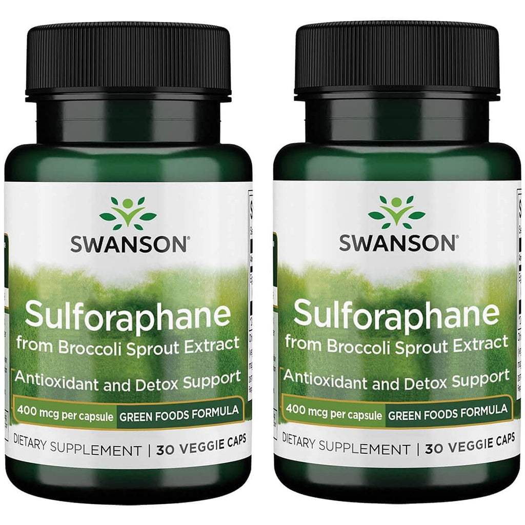 [Australia] - Swanson Sulforaphane - Broccoli Sprout Extract Supporting Cellular, GI Tract, and Liver Health - Natural Supplement Standardized to 0.4% Sulforaphane - (60 Veggie Capsules, 400mcg Each) (2 Pack) 2 