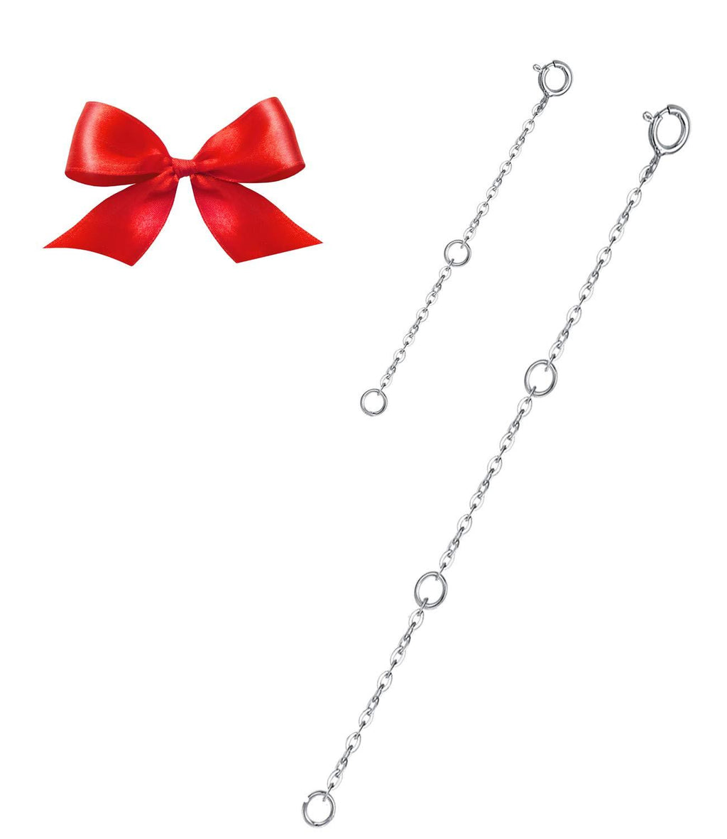 [Australia] - ELDA & CO. 2 Pcs Sterling Silver Necklace Extenders Bracelet Extenders Chain Set Adjustable Length 2" 4" 