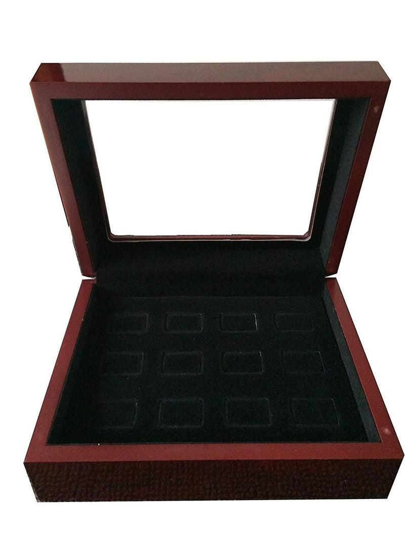 [Australia] - JunningGor 12 Holes Sports Championship Big Heavy Ring Display Wooden Box Black Velvet Inside 