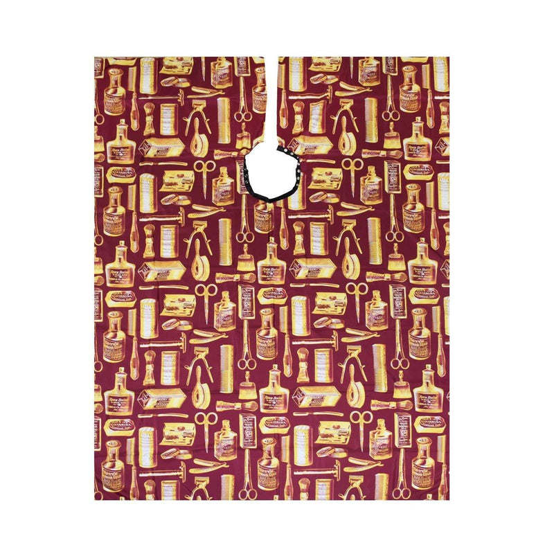 [Australia] - Betty Dain Vintage Print Barber Cutting Cape, Stylish, Lightweight Fabric Repels Hair, Classic Color and Pattern, Water-Resistant, Snap Neck Closure, Generous 45 x 60 Inch Size, Gold/Burgundy Burgundy 