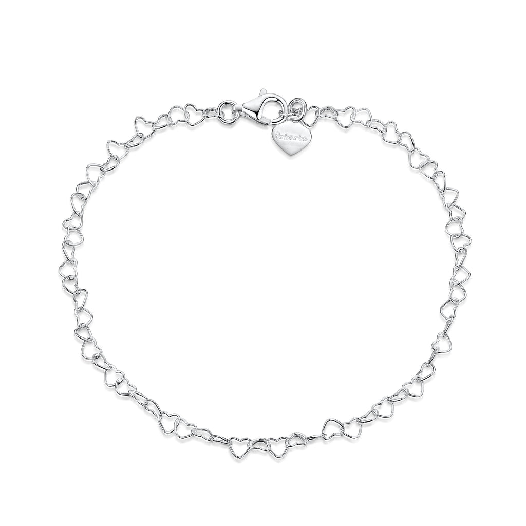 [Australia] - 925 Fine Sterling Silver Naturally Adjustable Anklet - 3 mm Heart Chain Ankle Bracelet - up to 10" inch - Flexible Fit 
