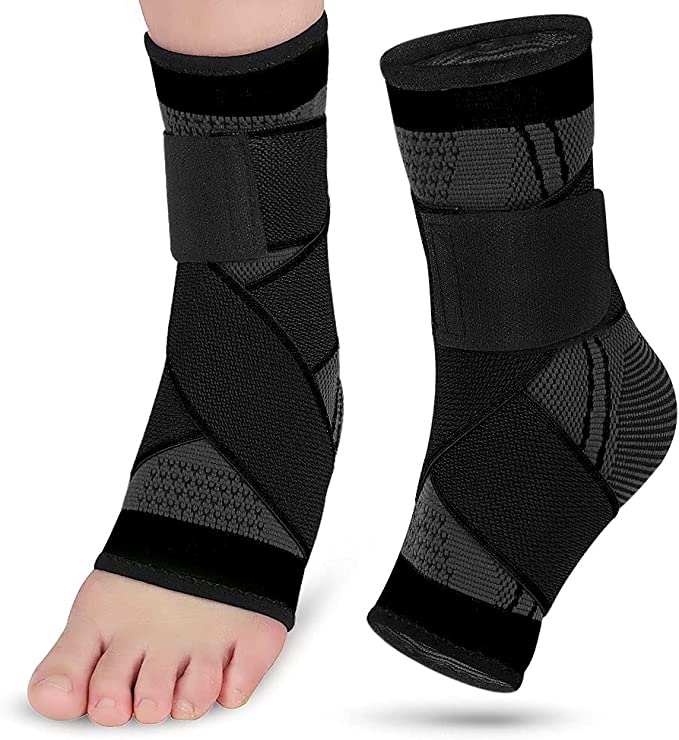 [Australia] - Achilles Tendonitis Brace with Compression Strap - Ankle Sleeve for Plantar Fasciitis, Peroneal Tendonitis Support, Achilles Sleeve for Sprained Ankle, Swelling and Heel Spur Swelling. One Size Achilles Tendon Wrap (Black) Black 