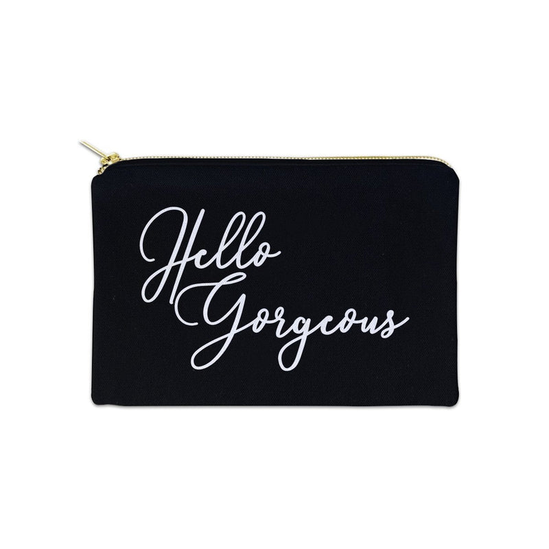 [Australia] - Hello Gorgeous 12 oz Cosmetic Makeup Cotton Canvas Bag - (Black Canvas) Black 