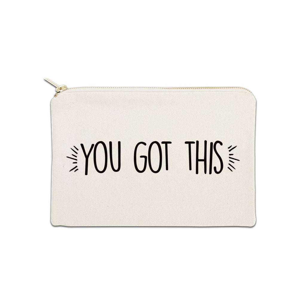 [Australia] - You Got This 12 oz Cosmetic Makeup Cotton Canvas Bag - (Natural Canvas) Natural 