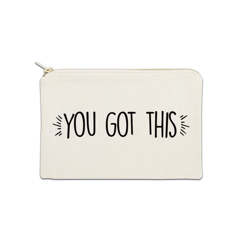 [Australia] - You Got This 12 oz Cosmetic Makeup Cotton Canvas Bag - (Natural Canvas) Natural 