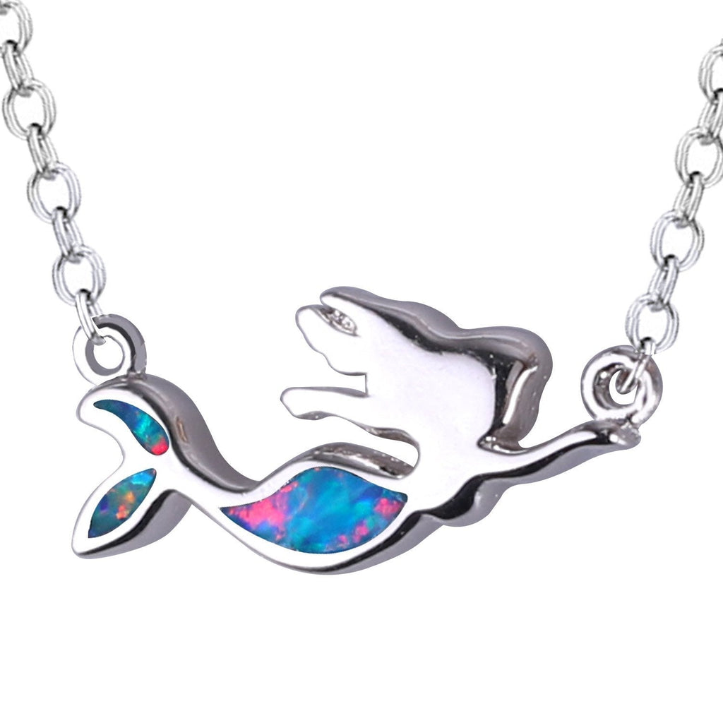 [Australia] - KELITCH Created-Opal Antlers Pendant Necklace 925-sterling-silver Dainty Cute Animal Charm Choker Necklaces Gift for Women Red Fairytale 