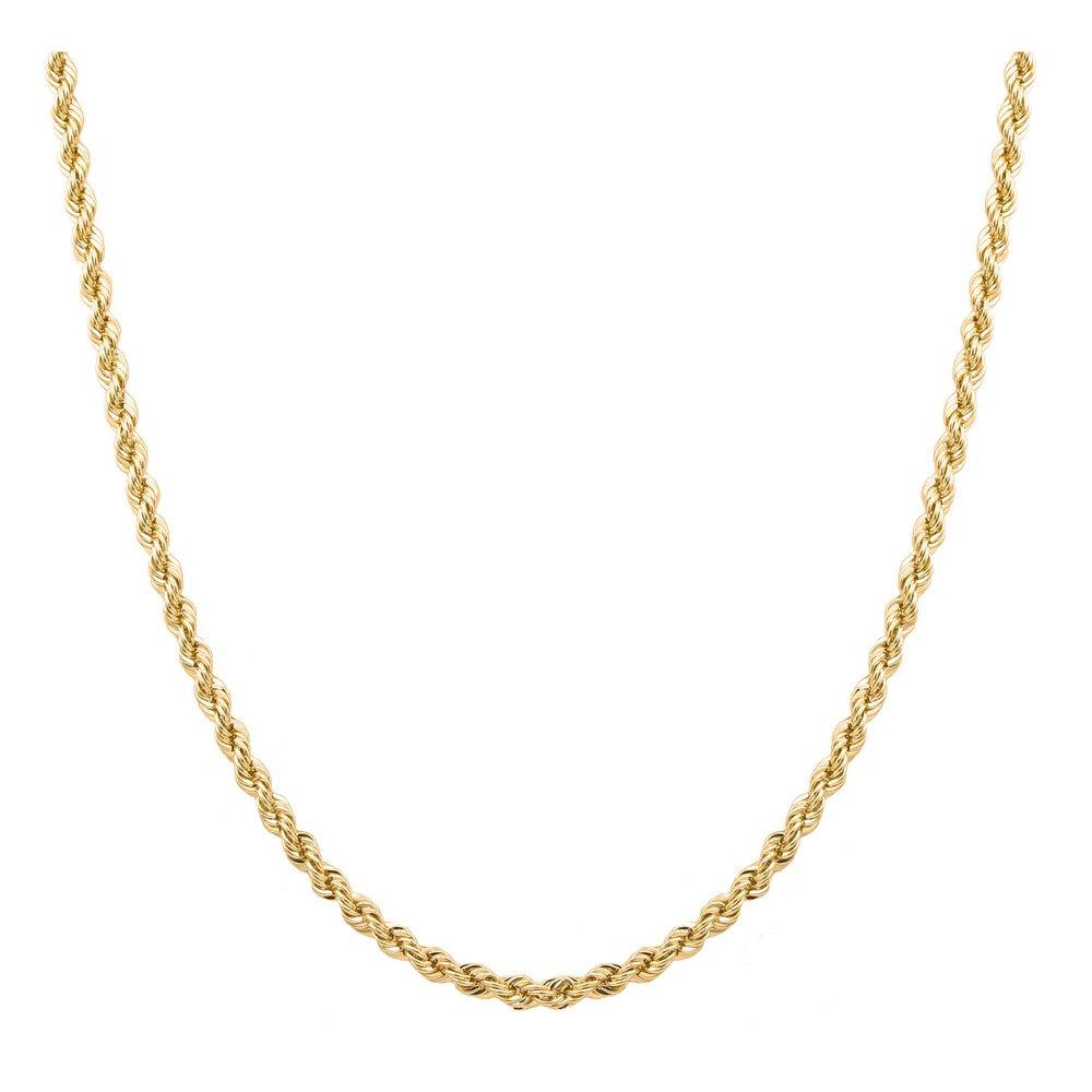 [Australia] - Sterling Silver 2mm diamond cut rope chain necklace- Made In Italy Yellow 16.0 Inches 