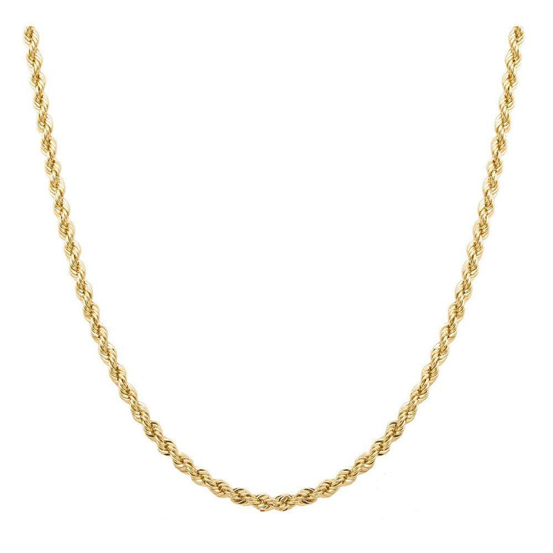 [Australia] - Sterling Silver 2mm diamond cut rope chain necklace- Made In Italy Yellow 16.0 Inches 