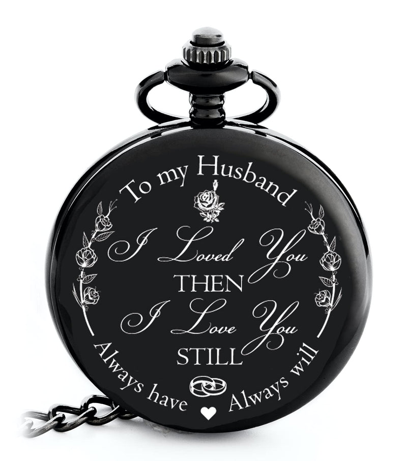[Australia] - Anniversary Gifts for Him I Anniversary Gift for Husband - Engraved ‘To my Husband’ Pocket Watch | I Love You Gift for Husband for Birthday I Valentines I Anniversary Gift for Men 