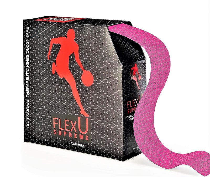 [Australia] - FlexU Kinesiology Tape - 140 Ultra-Thin Hypoallergenic Latex-Free 2" Wide x 10” Long Pre-Cut Strips Designed for Knee, Shoulder & Back Support Pink Pre-Cut 