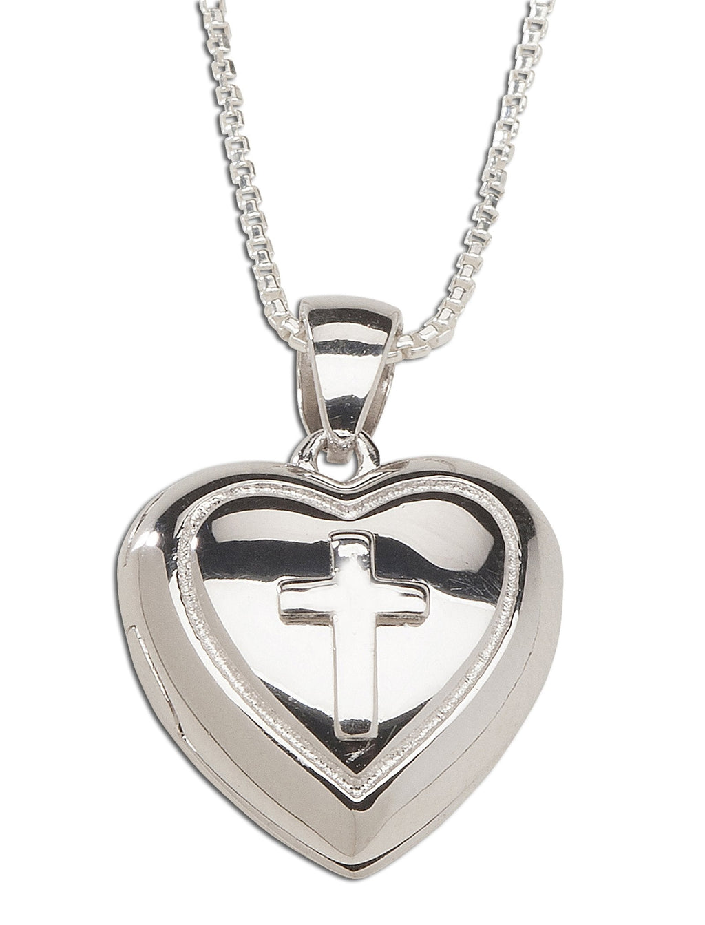 [Australia] - Girl's Sterling Silver Cross Heart Locket Necklace 16-18 Inch (Adjustable) 