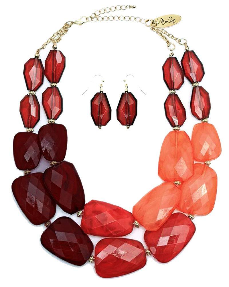 [Australia] - Brown Amber Cola Rust Tortoise Brick Red Peach Colored Resin Big Chunky Choker Collar Statement Necklace 