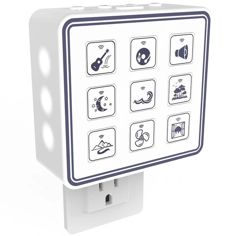 [Australia] - Plug in White Noise Sound Machine with Adjustable Kids Night Light for Sleeping, 9 Non-Looping Sounds, Timer, Volume Control & Headphone Jack | Portable Noise Maker for Adults & Baby, Home, Office 