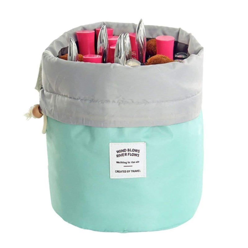 [Australia] - Travel Cosmetic Bags Barrel Makeup Bag,Women&Girls Portable Foldable Cases,EUOW Multifunctional Toiletry Bucket Bags Round Organizer Storage Pocket Soft Collapsible(Lightblue) Lightblue 