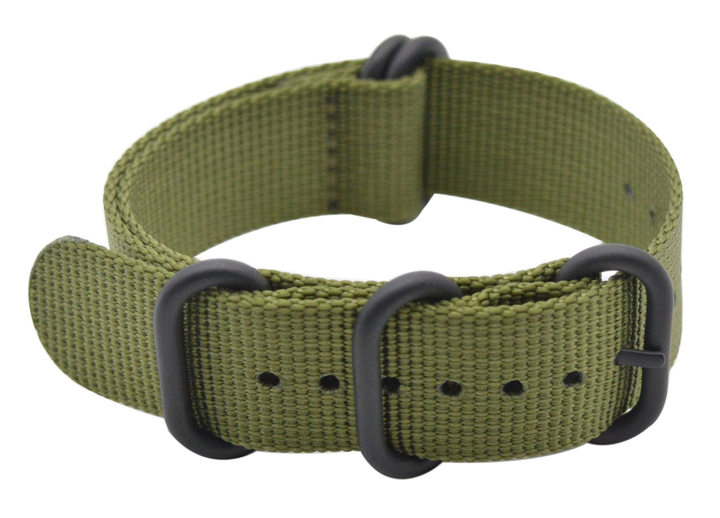 [Australia] - ArtStyle Watch Band with Ballistic Nylon Material Strap and High-End Black Buckle (Matte Finish Buckle) 18mm Army Green 