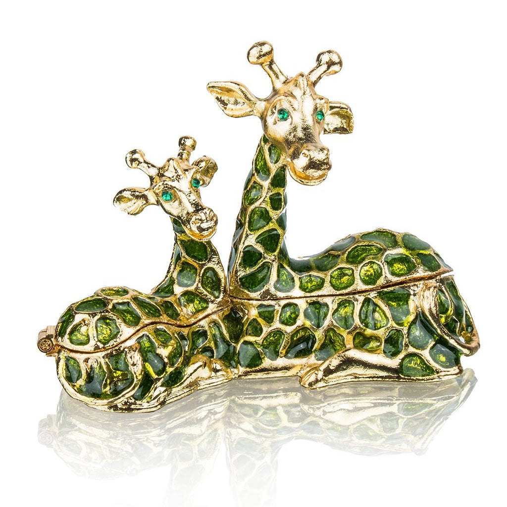 [Australia] - Sitting Mum and Baby Giraffe Ring Holder Hinged Trinket Boxes for Gifts,Jewelry Boxes Organizer Holder dark green 