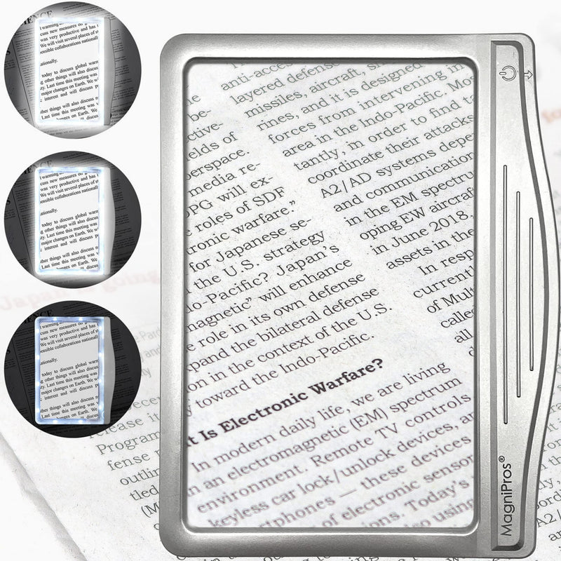 [Australia] - MagniPros 3X Large Ultra Bright LED Page Magnifier with 12 Anti-Glare Dimmable LEDs(Evenly Lit Viewing Area & Relieve Eye Strain)-Ideal for Reading Small Prints & Low Vision Seniors with Aging Eyes 