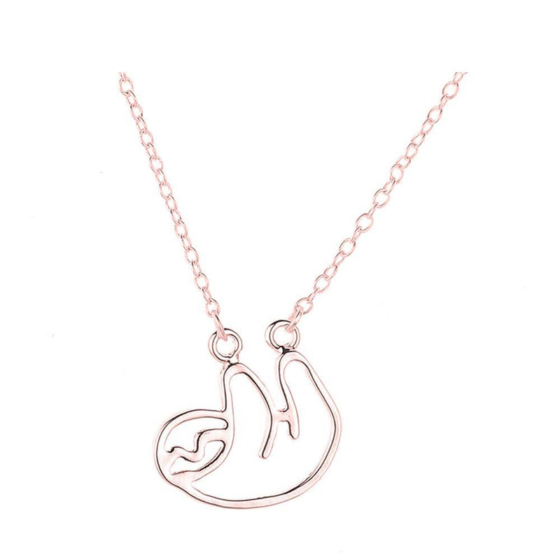 [Australia] - Gold Silver Sloth Charm Necklace - Stylish Cute Animal Peandant Jewelry Rose Gold 