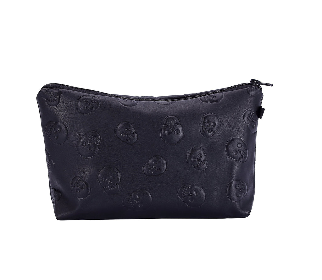 [Australia] - HOYOFO Stylish Makeup Pouch Portable Cosmetic Bag Purse, Black Skull 