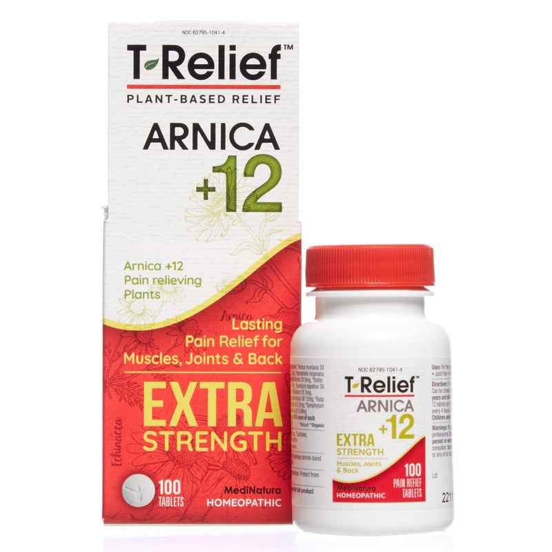 [Australia] - T-Relief Extra Strength Pain Relief Arnica +12 Fast-Acting Natural Relieving Actives Help Reduce Back Pain, Joint Soreness, Muscle Aches & Stiffness, Gluten-Free - 100 Tablets 100 Count (Pack of 1) 